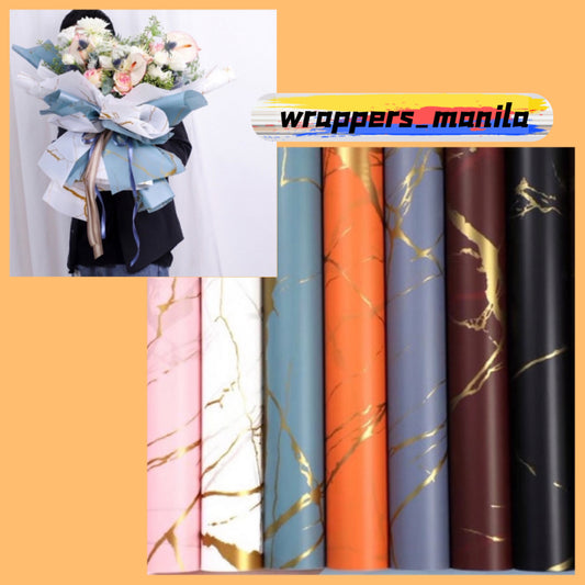 20in1 Pack Golden Marble Design Wrapper Bouquet Wrapping Material (Waterproof)