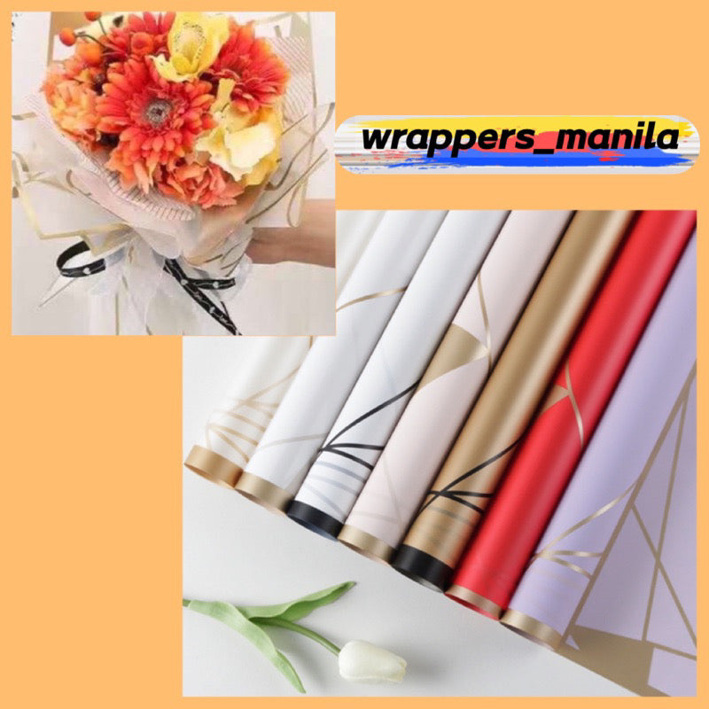 20pcs Gold Geometric Wrappers Bouquet Wrapping Materials Wrapping Paper (Waterproof)