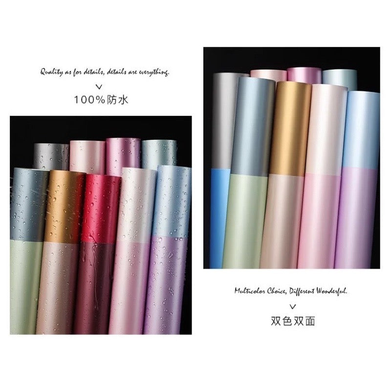 20pcs per Pack Glossy Two-Sided Colored Wrappers Bouquet Wrapping Paper Flower Packaging Material (W