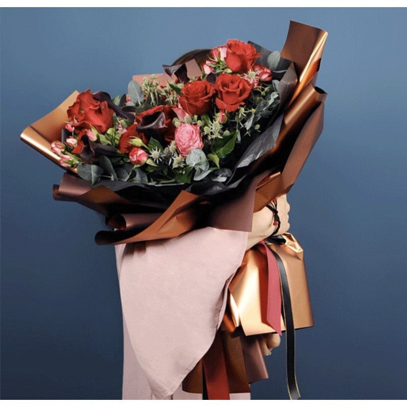 20pcs per Pack Glossy Two-Sided Colored Wrappers Bouquet Wrapping Paper Flower Packaging Material (W