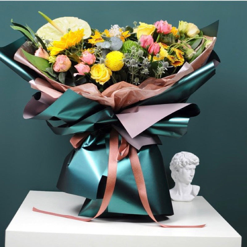 20pcs per Pack Glossy Two-Sided Colored Wrappers Bouquet Wrapping Paper Flower Packaging Material (W