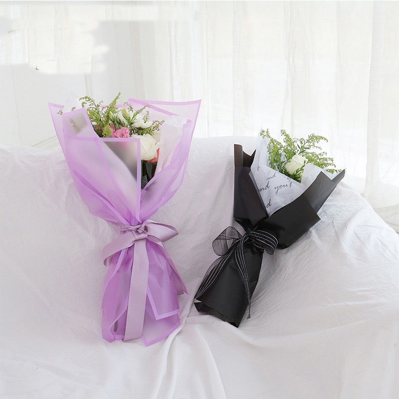 20pcs in 1 Pack Colored Translucent Border Bouquet Wrapping Material (Waterproof)