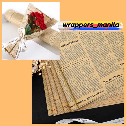 20pcs in 1 Pack English Newspaper Design Wrapper Bouquet Wrapping Paper