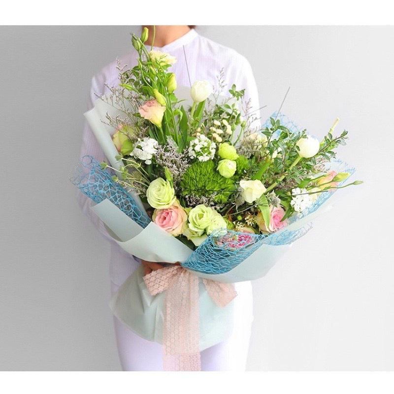 New Style Floral Wrapping Korean Web Mesh Bouquet Wrapper