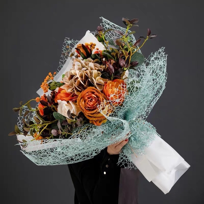 New Style Floral Wrapping Korean Web Mesh Bouquet Wrapper