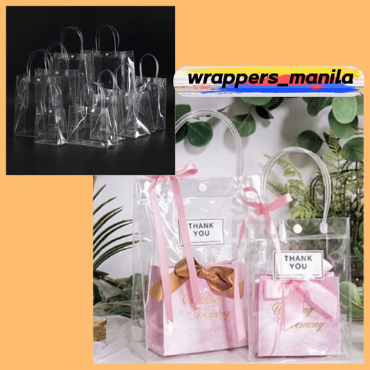 Plastic Transparent Bag/ PVC Bag Transparent Tote handbag gift Clear Gift Packaging Bag