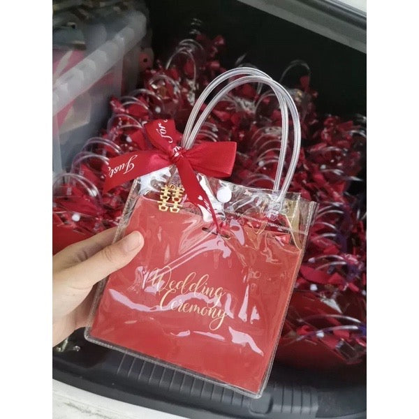 Plastic Transparent Bag/ PVC Bag Transparent Tote handbag gift Clear Gift Packaging Bag