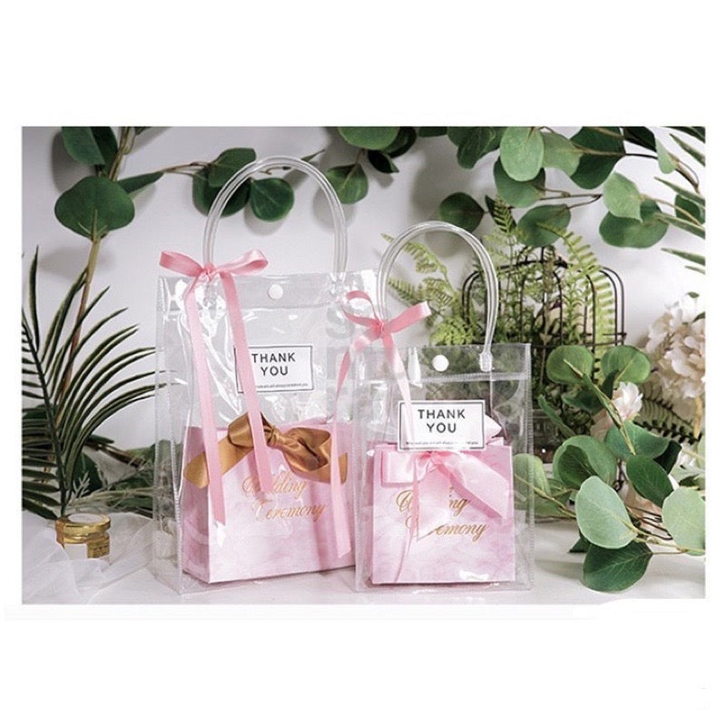 Plastic Transparent Bag/ PVC Bag Transparent Tote handbag gift Clear Gift Packaging Bag