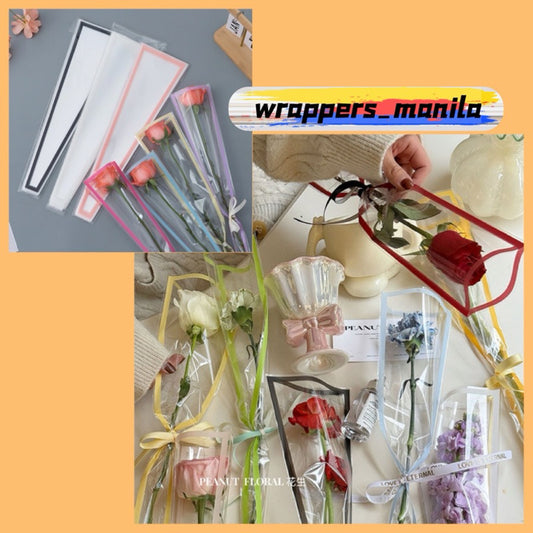 50pcs Single Stem SeeThrough Border Wrappers Bouquet Wrapping Paper