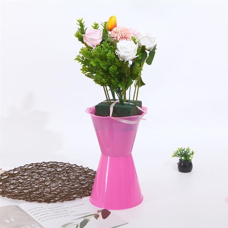 10sets Flower Artifact Bouquet Standee Plastic Bucket Cylinder Floral Base