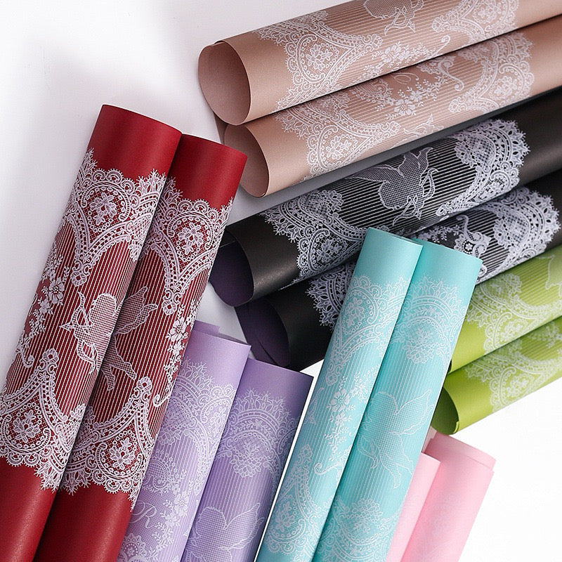 20pcs Lace Border Wrappers Bouquet Wrapping Material (Waterproof)