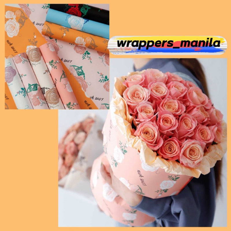 20pcs Rose Love Design Wrapper Bouquet Wrapping Material (Waterproof)