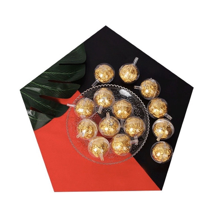 Transparent Plastic Ferrero Chocolate Bouquet Cup Holder Round Ball Boutique Floral accesorries