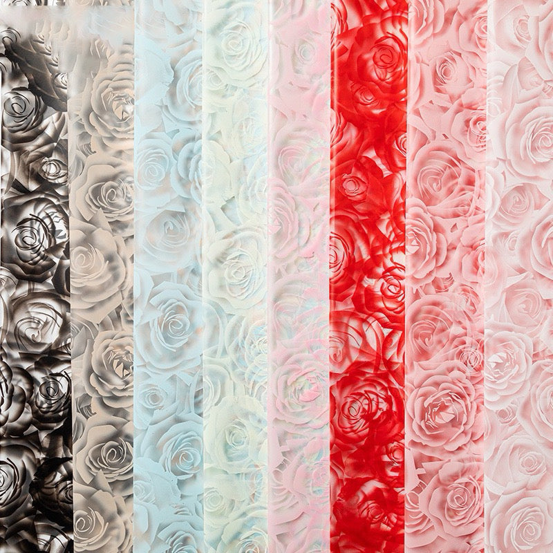 20pcs Rose Pattern Colored Wrappers Bouquet Wrapping Paper (Waterproof)