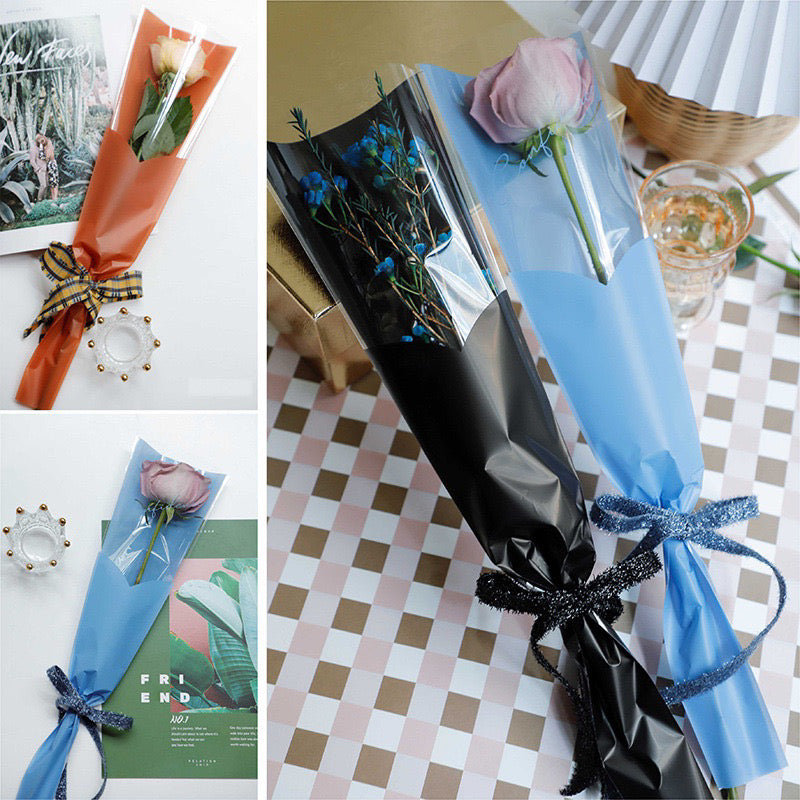 45pcs Plain Color Single Stem Rose Wrappers Bouquet Wrapping Paper