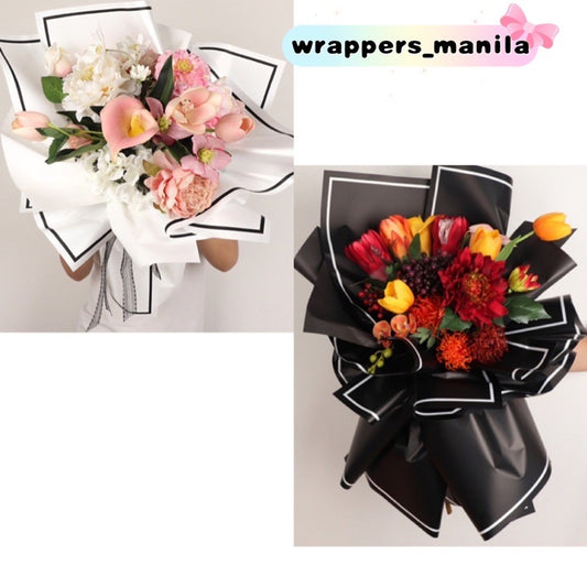 20pcs Wrappers Black & White Nobles Lining Bouquet Wrapping Material (Waterproof)