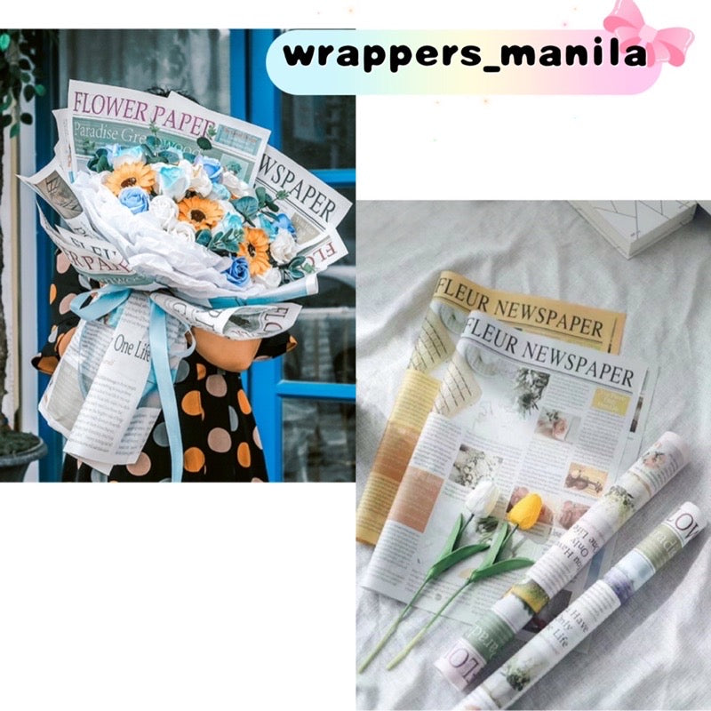 20pcs Fleur Newspaper Design Wrapper Bouquet Wrapping Paper