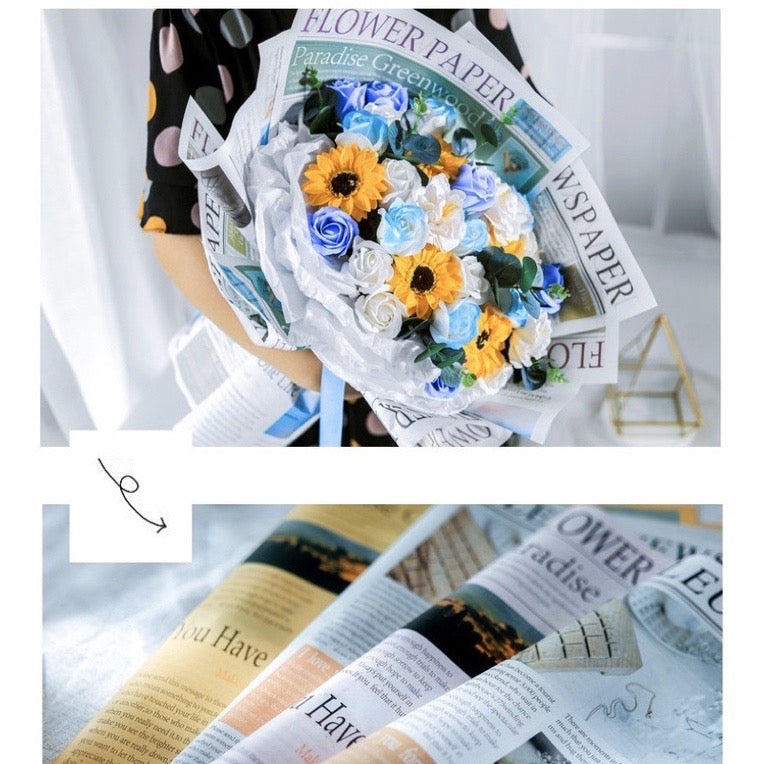 20pcs Fleur Newspaper Design Wrapper Bouquet Wrapping Paper