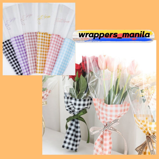 50pcs Mini Bouquet Checkered Wrappers Wrapping Paper