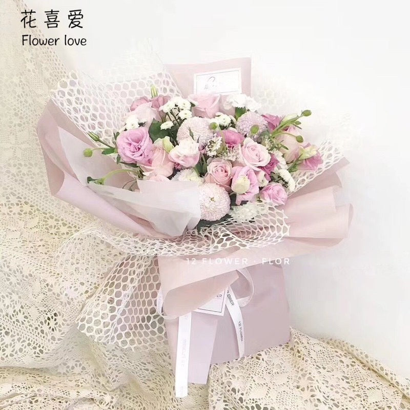 Floral Wrapping Korean Style Round Mesh Bouquet Wrapper