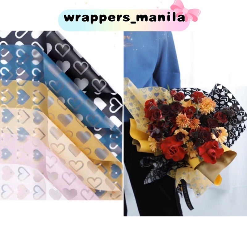 20pcs Heart Pattern Colored Wrappers Bouquet Wrapping Material (Waterproof)