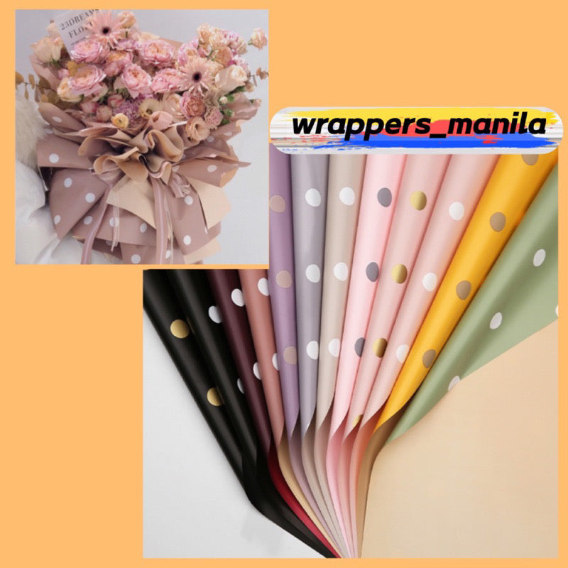 20pcs per Pack Two-Sided Polkadots Colored Wrappers Bouquet Wrapping Material (Waterproof)