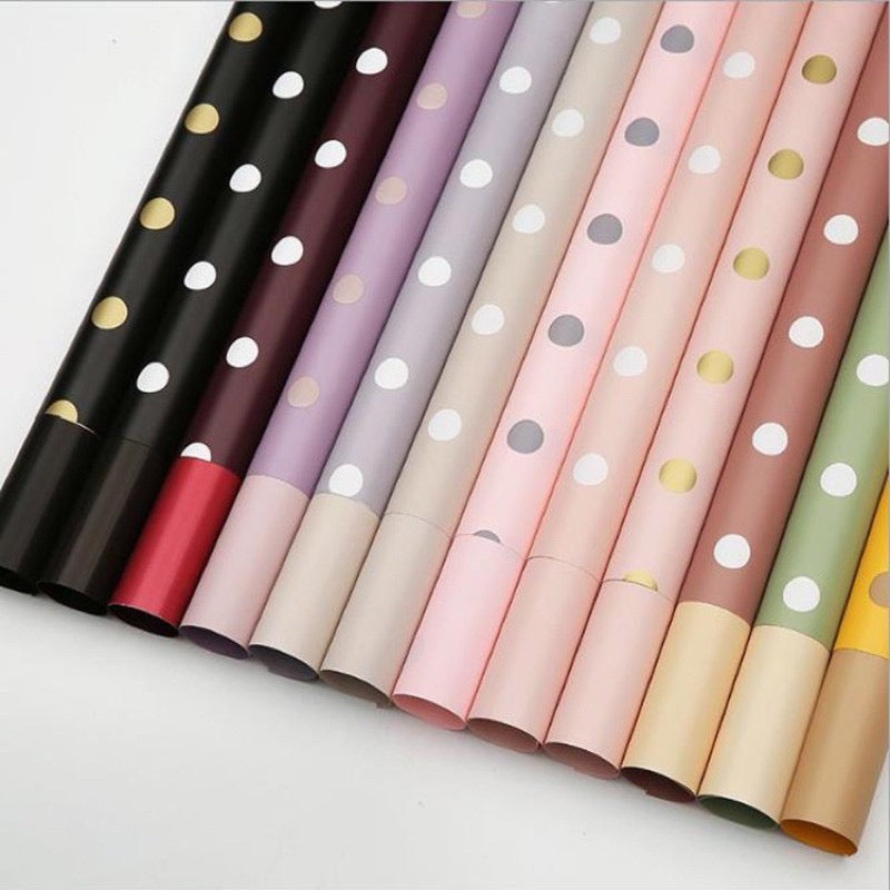 20pcs per Pack Two-Sided Polkadots Colored Wrappers Bouquet Wrapping Material (Waterproof)