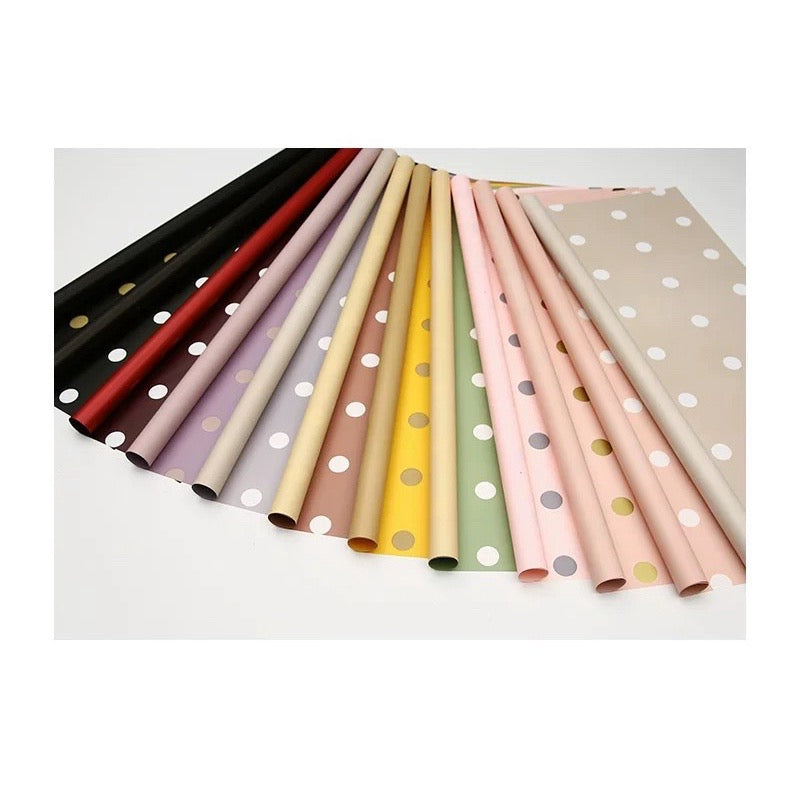 20pcs per Pack Two-Sided Polkadots Colored Wrappers Bouquet Wrapping Material (Waterproof)