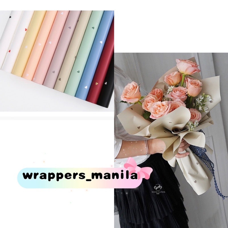 20pcs Heart Design Wrappers Bouquet Wrapping Material (Waterproof)