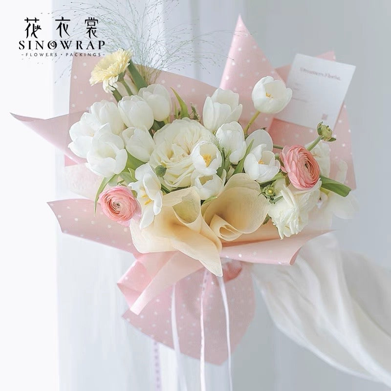 20pcs Dotted Design Wrappers Bouquet Wrapping Material (Waterproof)