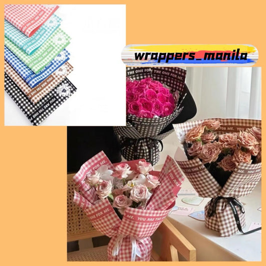 20pcs Small Grid Wrappers Bouquet Wrapping Materials (Waterproof)