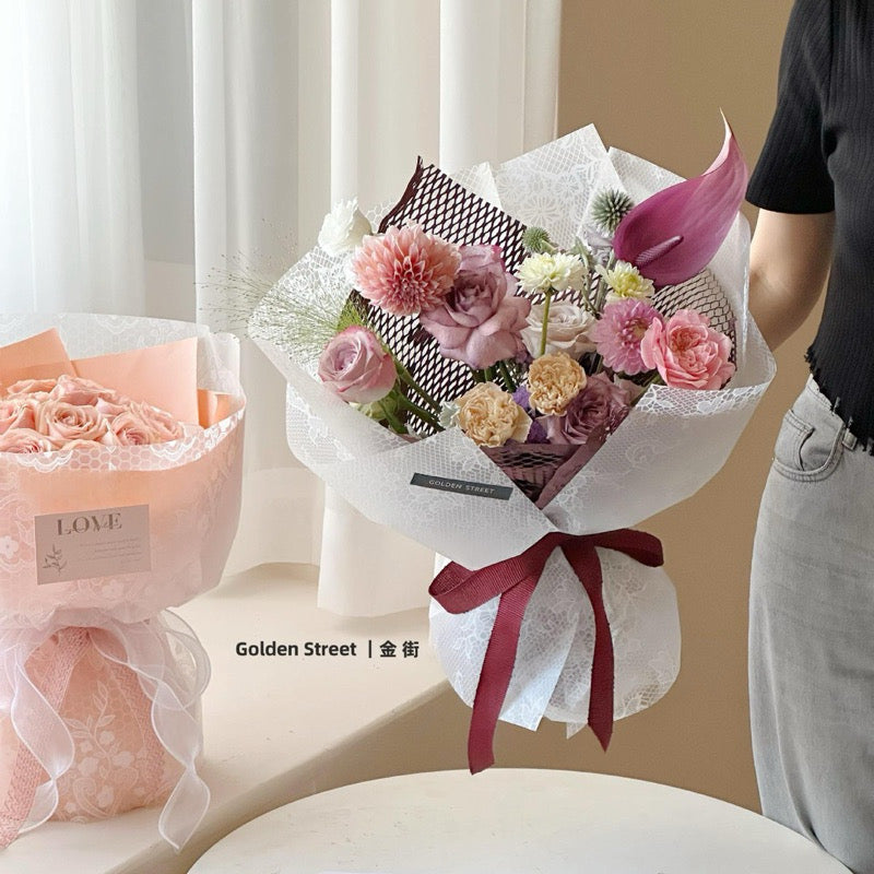 20pcs Lace Wrappers Bouquet Wrapping Material (Waterproof)