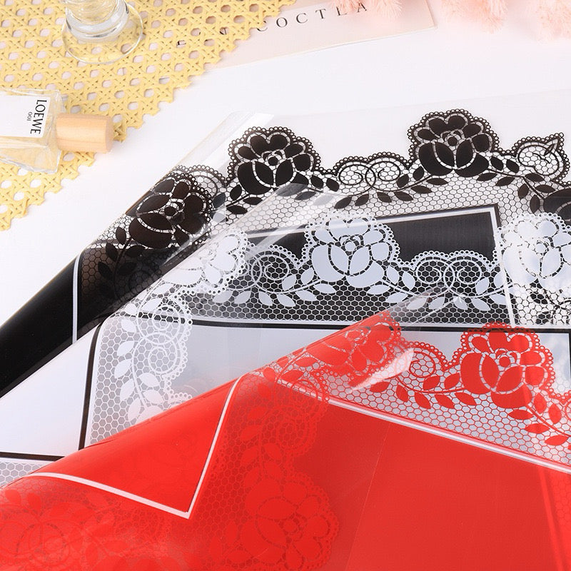 20pcs See Through Lace Border Wrappers Bouquet Wrapping Material (Waterproof)