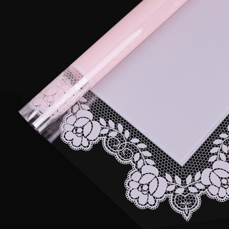 20pcs See Through Lace Border Wrappers Bouquet Wrapping Material (Waterproof)