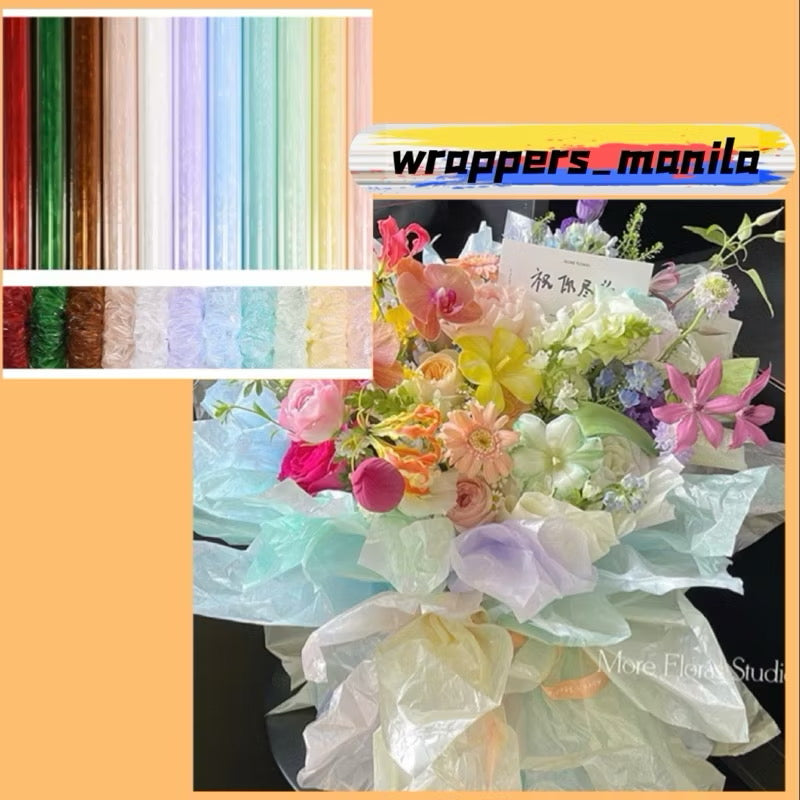 10m Roll Glass Candy Color Wrap Floral Lining Wrappers Bouquet Wrapping Material (Waterproof)