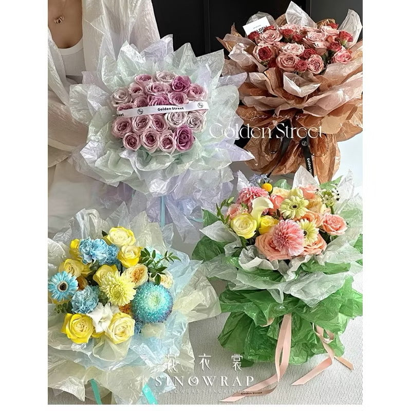 10m Roll Glass Candy Color Wrap Floral Lining Wrappers Bouquet Wrapping Material (Waterproof)