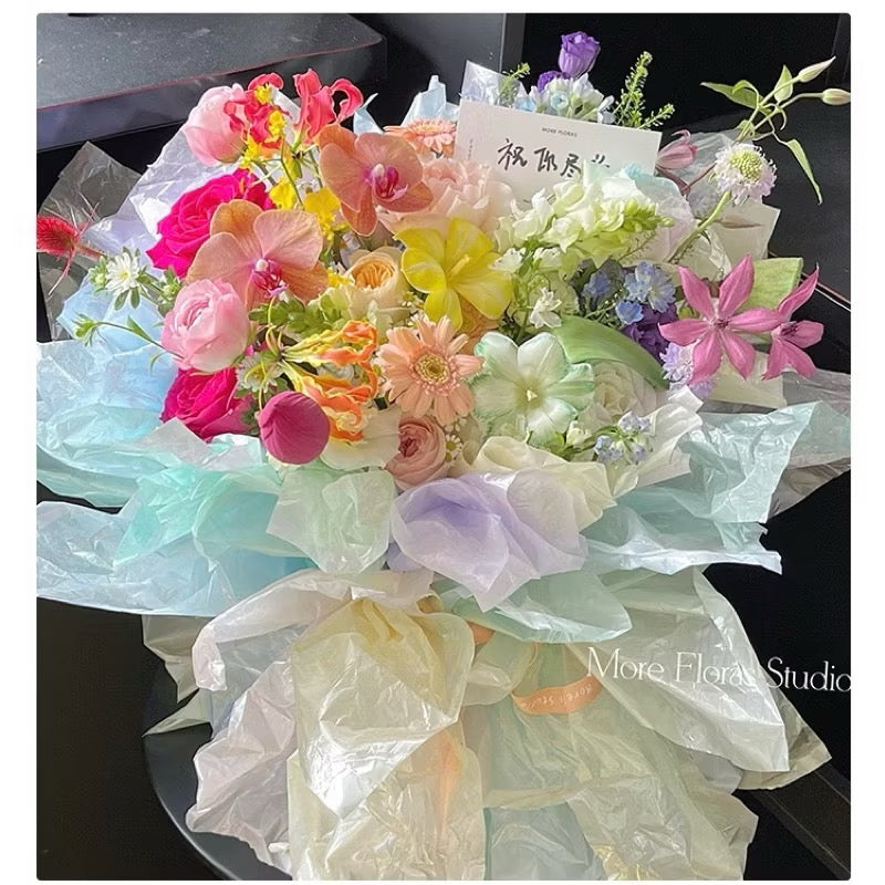 10m Roll Glass Candy Color Wrap Floral Lining Wrappers Bouquet Wrapping Material (Waterproof)