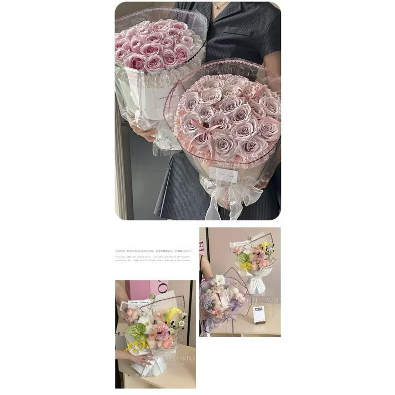 20pcs Heart Transparent Colored Lining Wrappers Bouquet Wrapping Material (Waterproof)