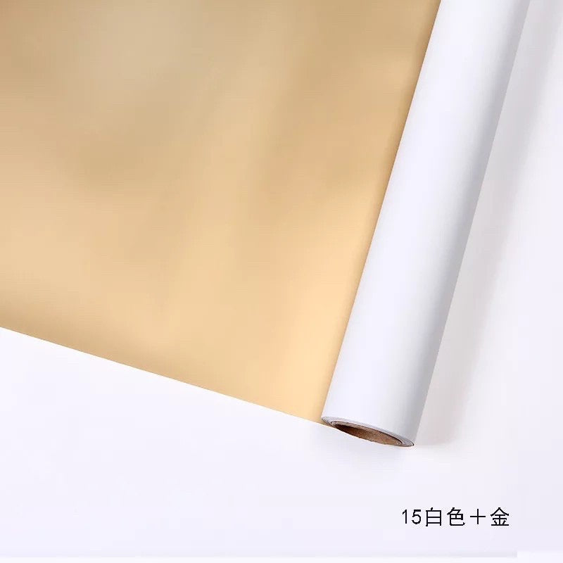 10meter per roll Double-Sided mixed Gold Wrappers Bouquet Wrapping Material (Waterproof)